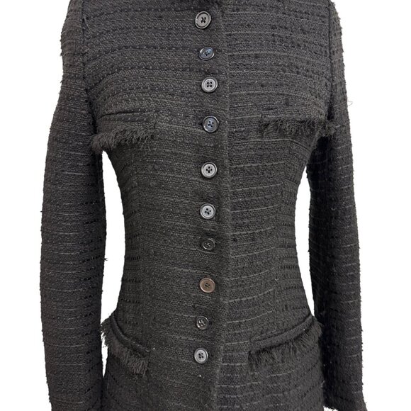 Zara Basic Womens Black Tweed Long Button-Up Coat Dress - Picture 2 of 14